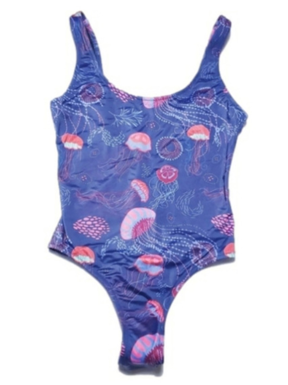 MeUndies Purple One-Piece Swimsuit with Pink Coral Print